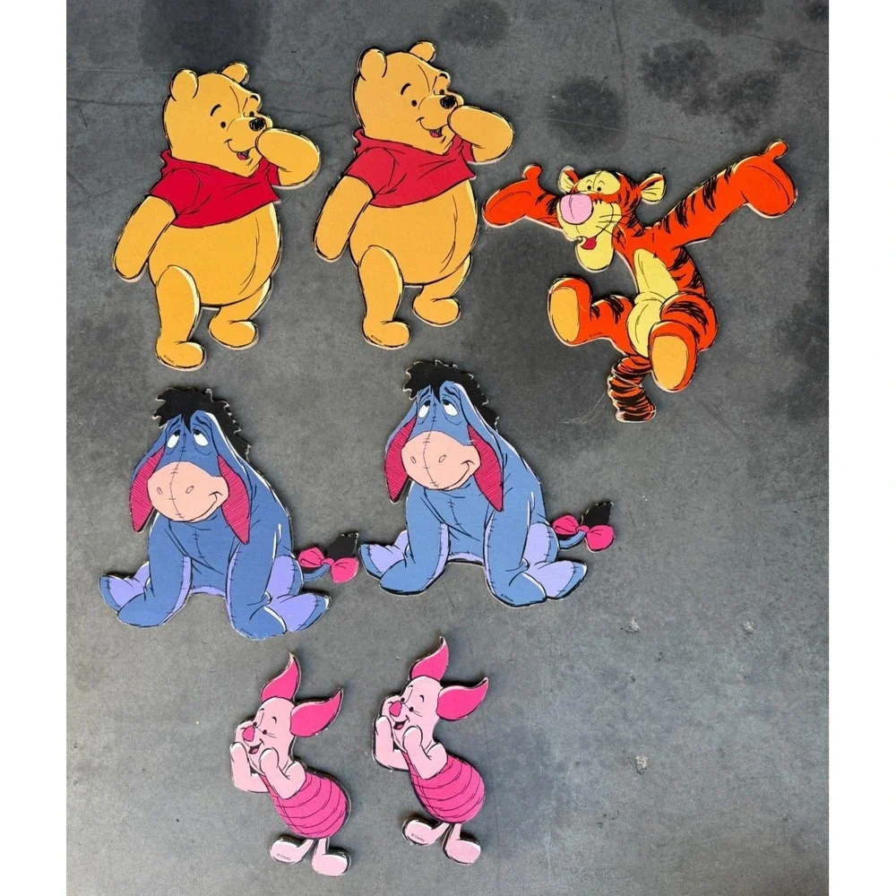 Lot‎ of 7 Vintage Disney Winnie the Pooh Nursery Wall Hanging Pressboard Decor
